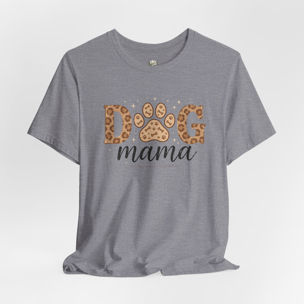 Dog Mama T‑Shirt — Leopard Paw Graphic Tee for Dog Lovers