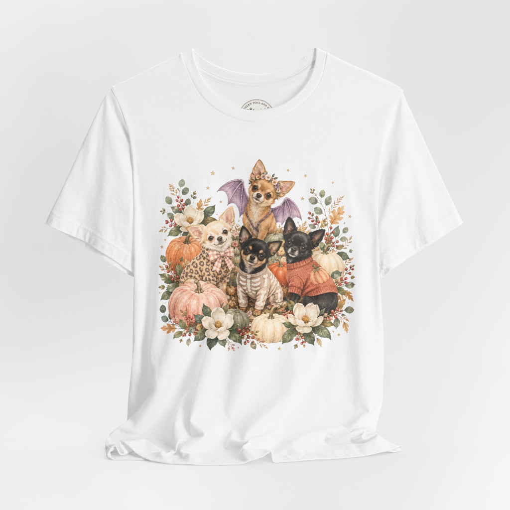 Halloween Puppies Pumpkin Tee — Cute Dogs in Costumes Fall T-Shirt