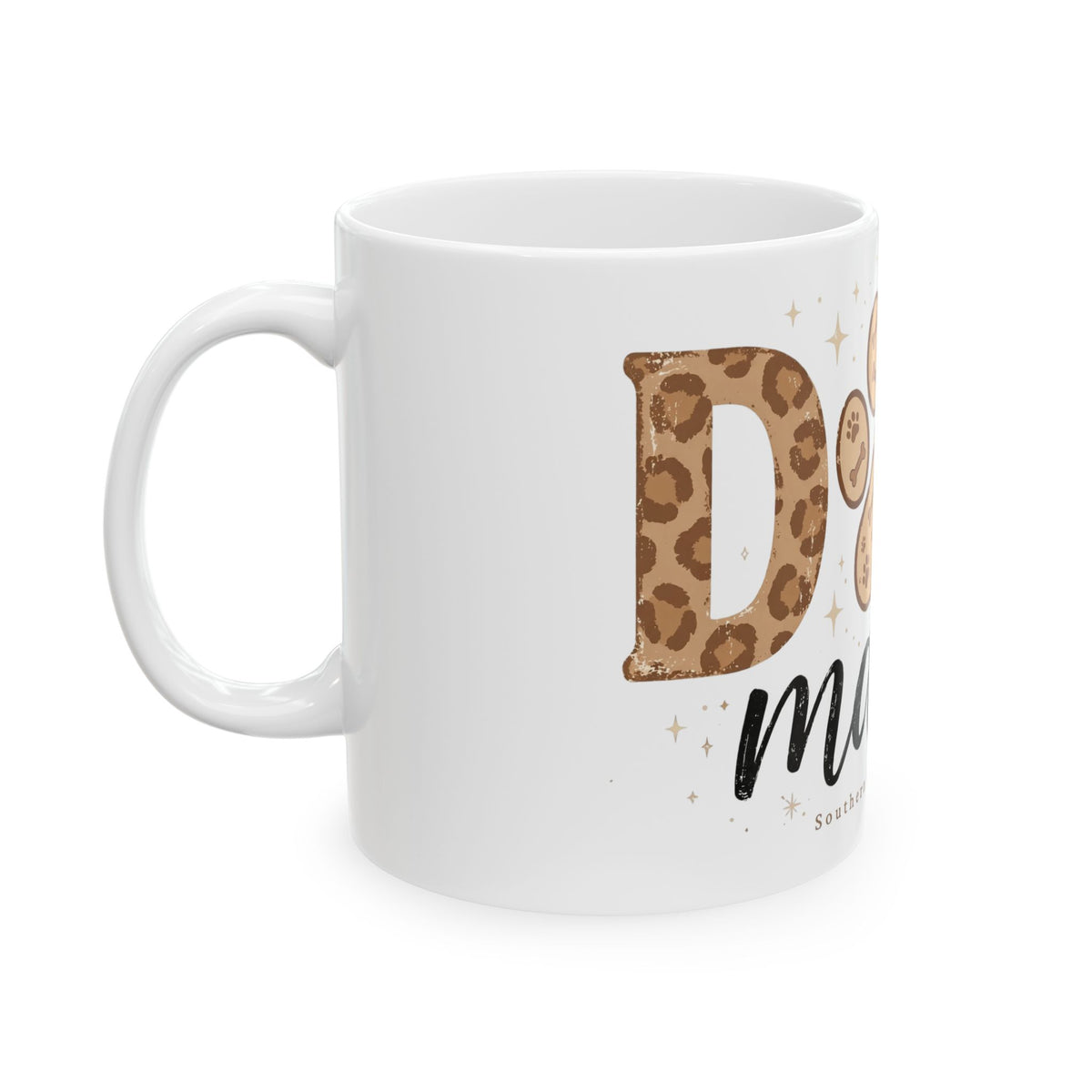 Dog Mama Leopard Paw Ceramic Mug — Cute Pet Mom Coffee Cup (11oz & 15oz)