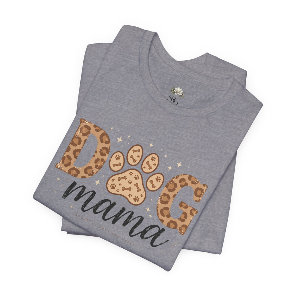 Dog Mama T‑Shirt — Leopard Paw Graphic Tee for Dog Lovers