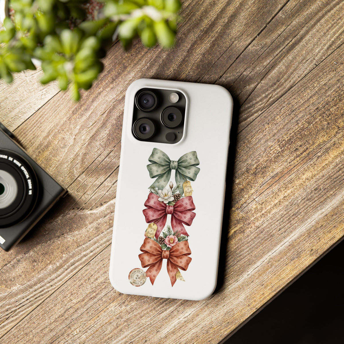 Slim Phone Case — Vintage Bow Trio Floral Design