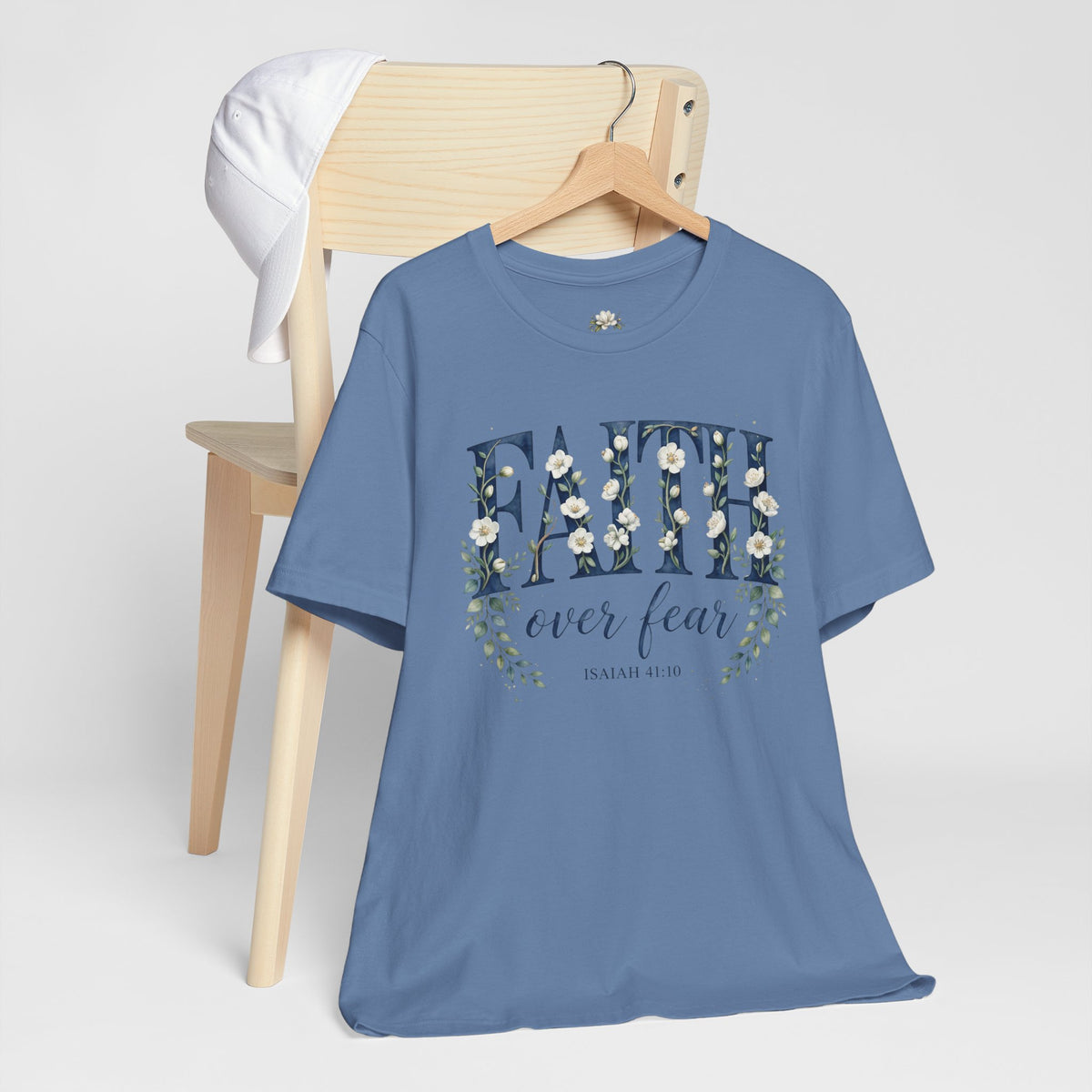 Faith Over Fear T‑Shirt — Floral Scripture Tee (Isaiah 41:10)
