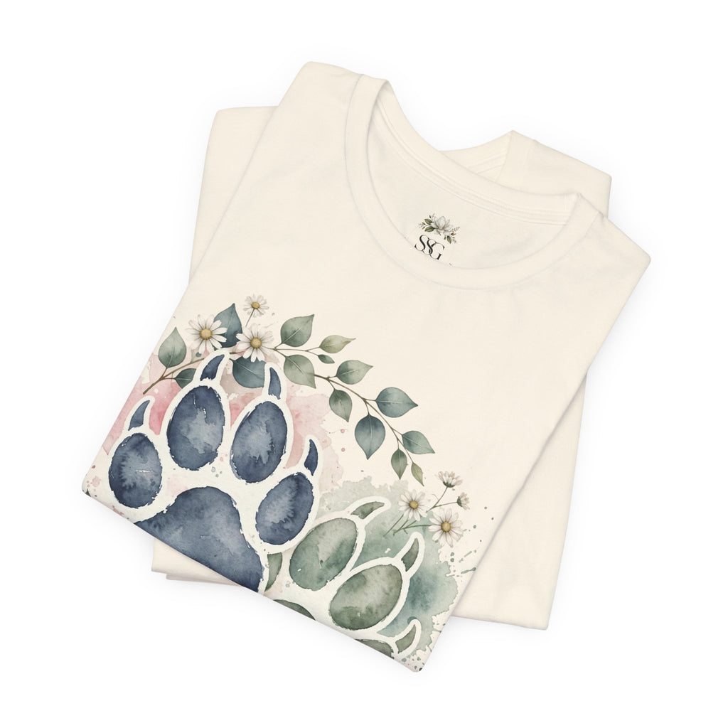 Floral Watercolor Paw Print T-Shirt Southern Soul and Grace