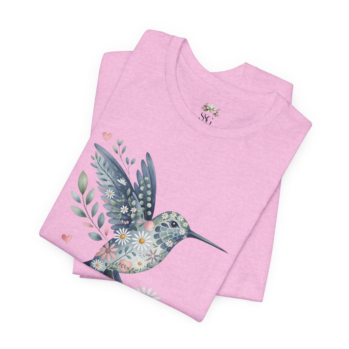 Floral Hummingbird Tee — Watercolor Bird Graphic T-Shirt