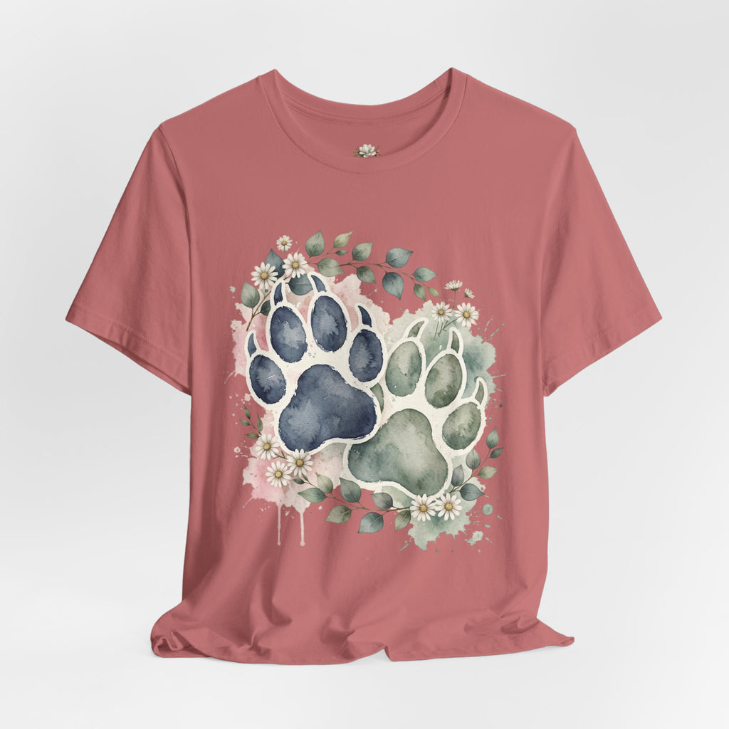 Floral Watercolor Paw Print T-Shirt Southern Soul and Grace
