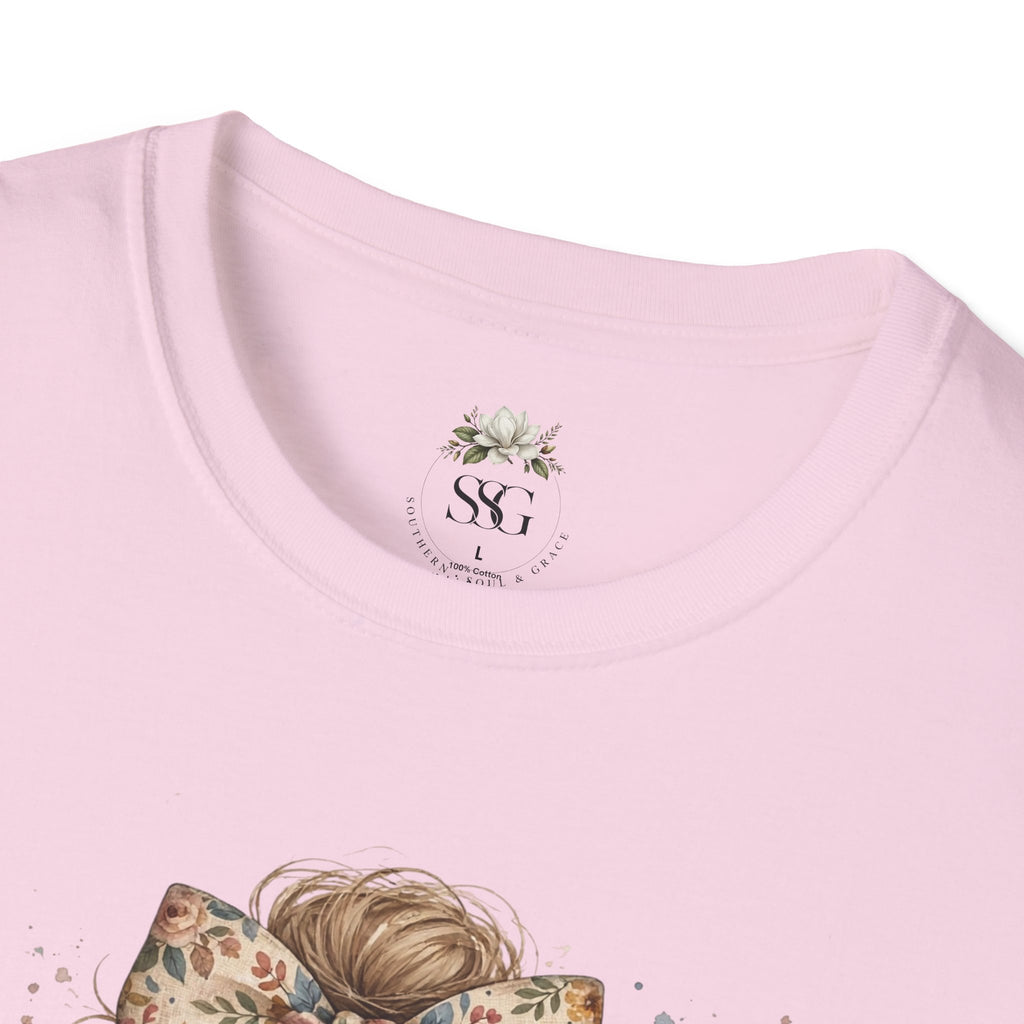 Blessed Mama T-Shirt — Floral Bow Mama Graphic Tee for Moms