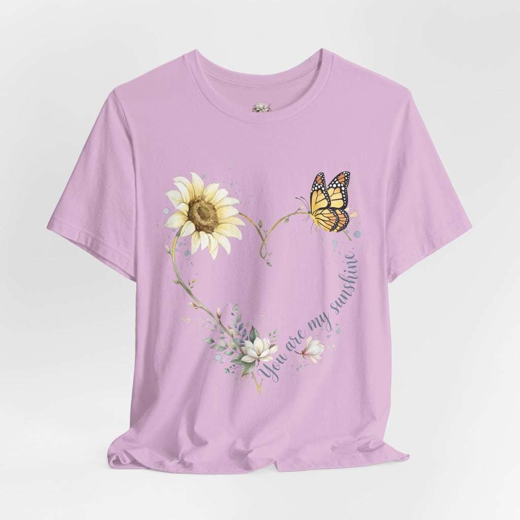 Sunflower & Butterfly Heart Tee — "You are my sunshine" Floral Graphic T-Shirt
