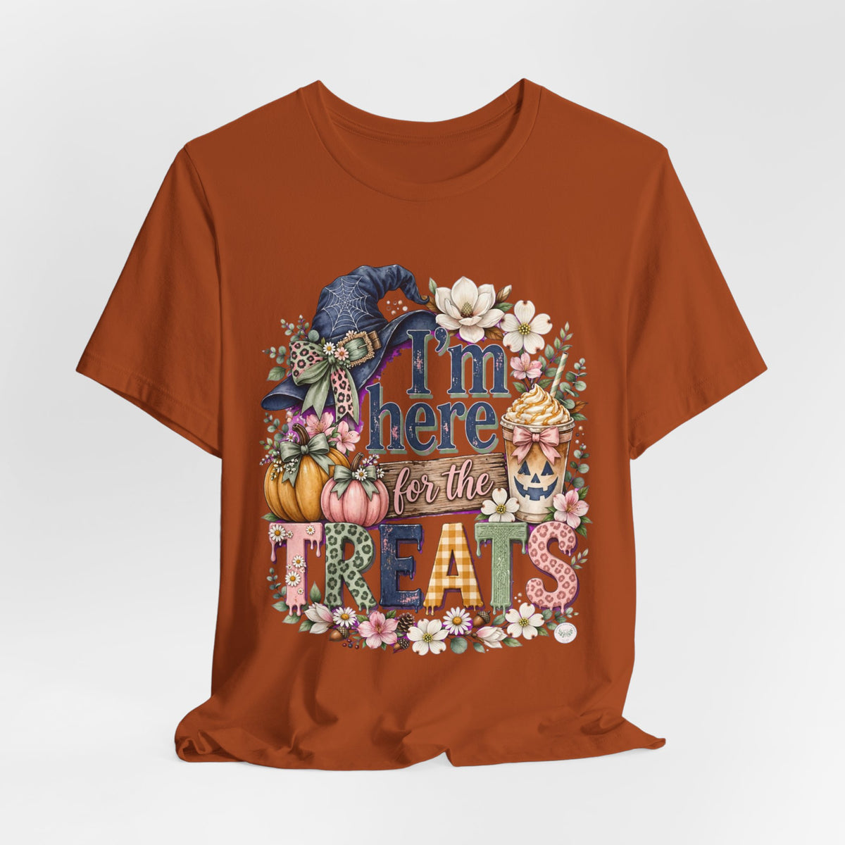 I’m Here for the Treats Tee — Cute Halloween/Autumn Pumpkin Graphic T-Shirt