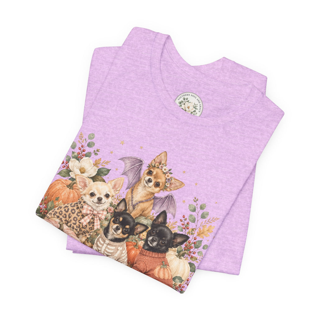 Halloween Puppies Pumpkin Tee — Cute Dogs in Costumes Fall T-Shirt