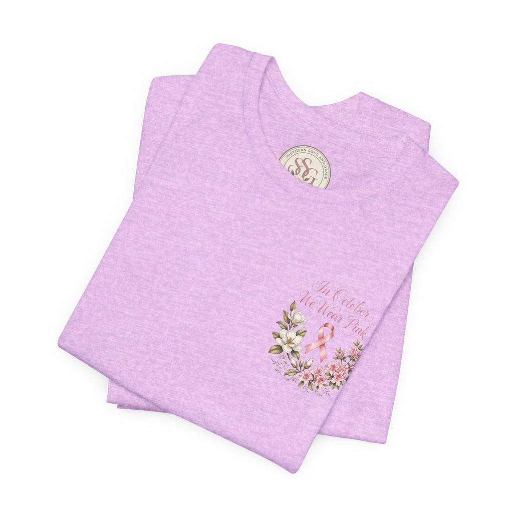 Breast Cancer Awareness Floral Tee — "In October We Wear Pink" T-Shirt - view 22