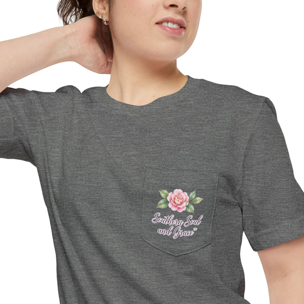 Faith Love Fall Pocket T-Shirt — Floral Pumpkin Autumn Tee