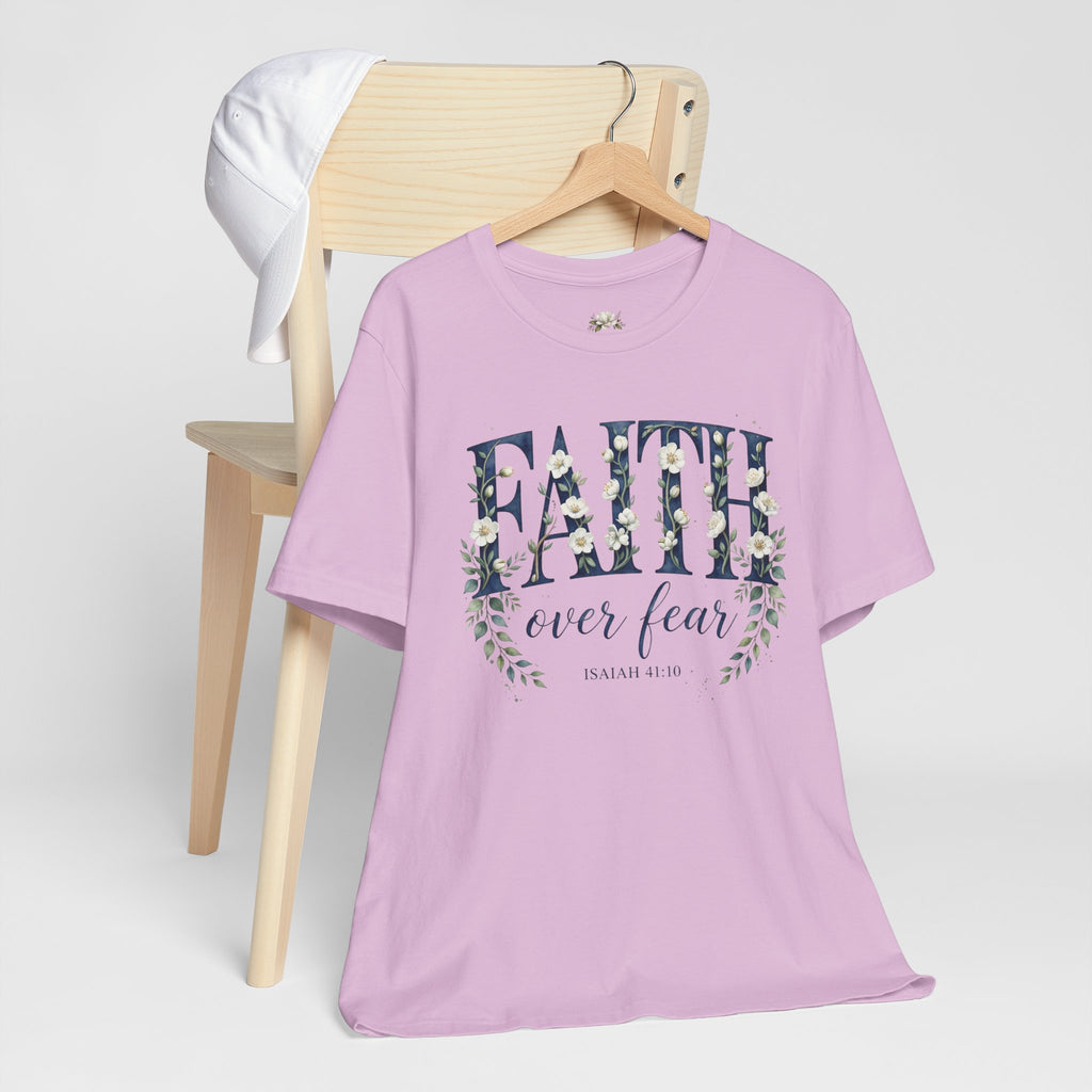 Faith Over Fear T‑Shirt — Floral Scripture Tee (Isaiah 41:10)