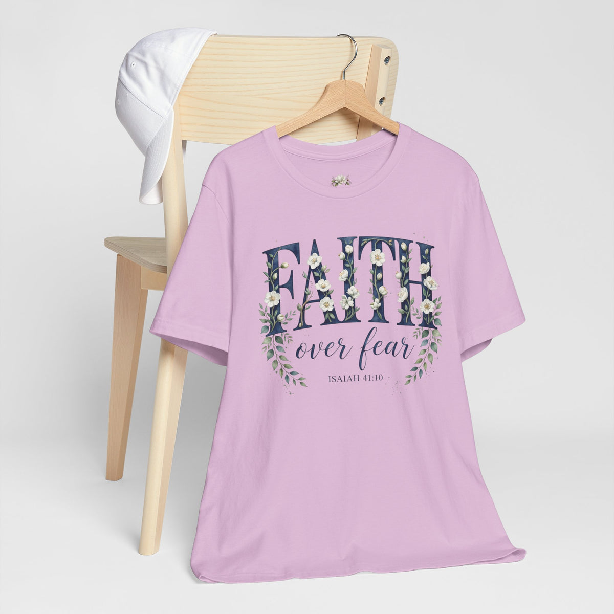 Faith Over Fear T‑Shirt — Floral Scripture Tee (Isaiah 41:10)