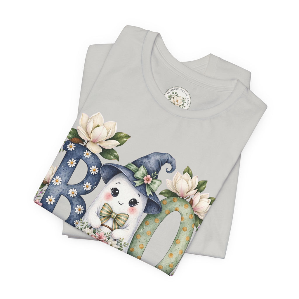 Boo Floral Ghost Tee — Cute Halloween Ghost & Pumpkin Shirt