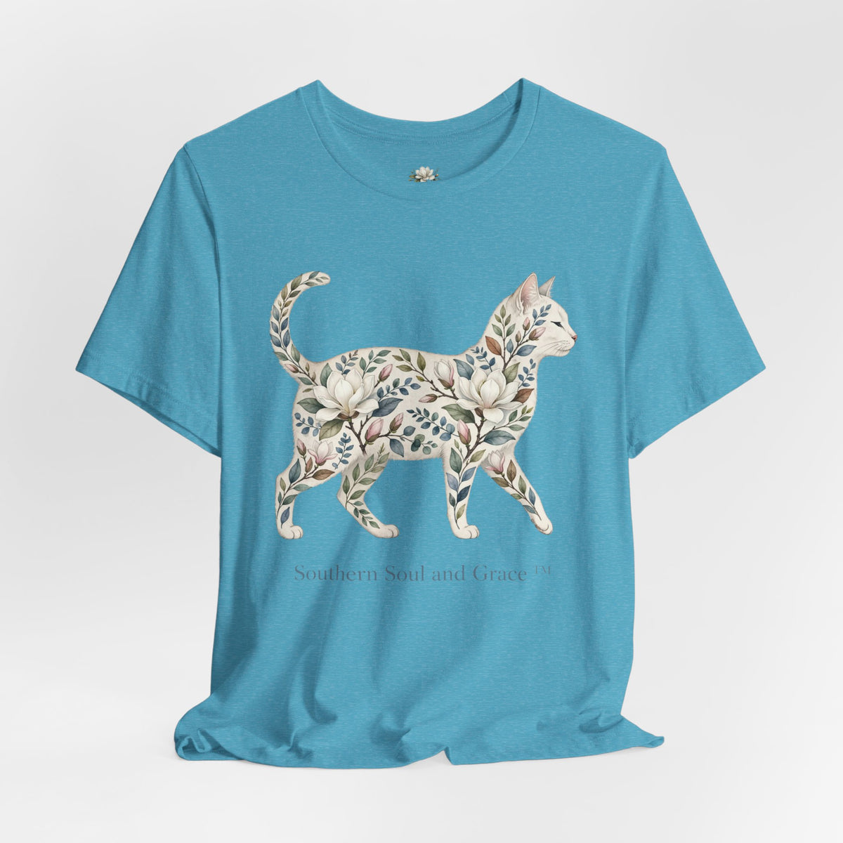 Floral Cat Tee — "Southern Soul and Grace" Graphic T-Shirt