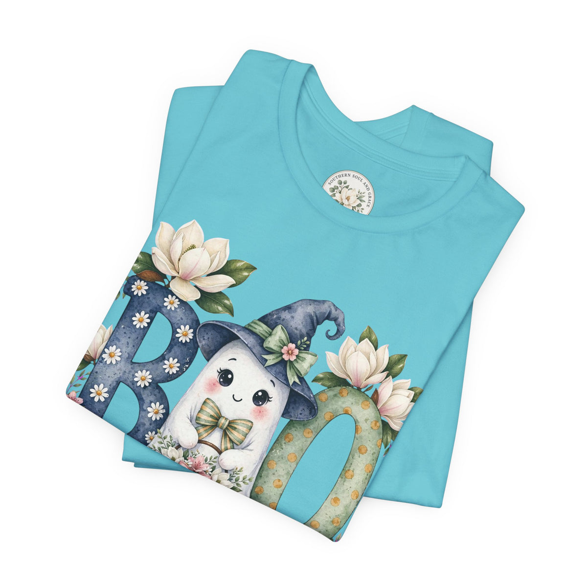 Boo Floral Ghost Tee — Cute Halloween Ghost & Pumpkin Shirt