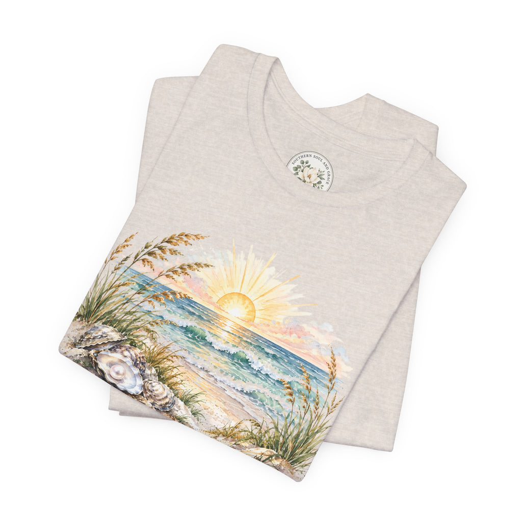 Sunrise Beach Tee — Coastal Ocean Sunset Graphic T-Shirt