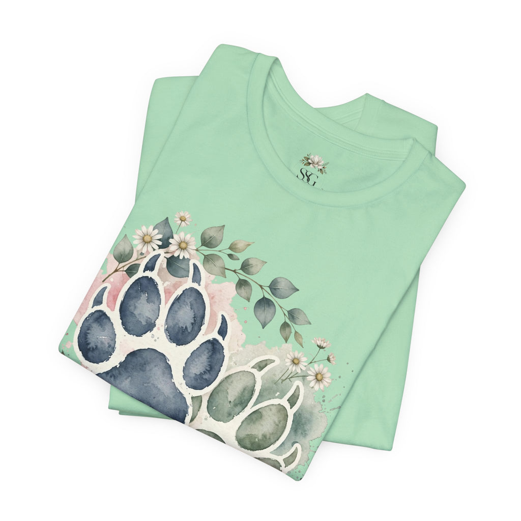 Floral Watercolor Paw Print T-Shirt Southern Soul and Grace
