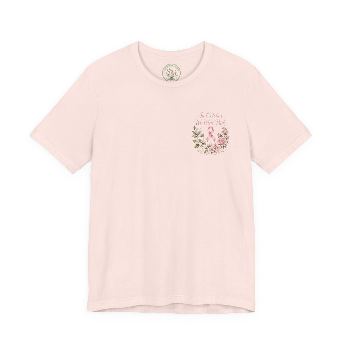 Breast Cancer Awareness Floral Tee — "In October We Wear Pink" T-Shirt - view 2