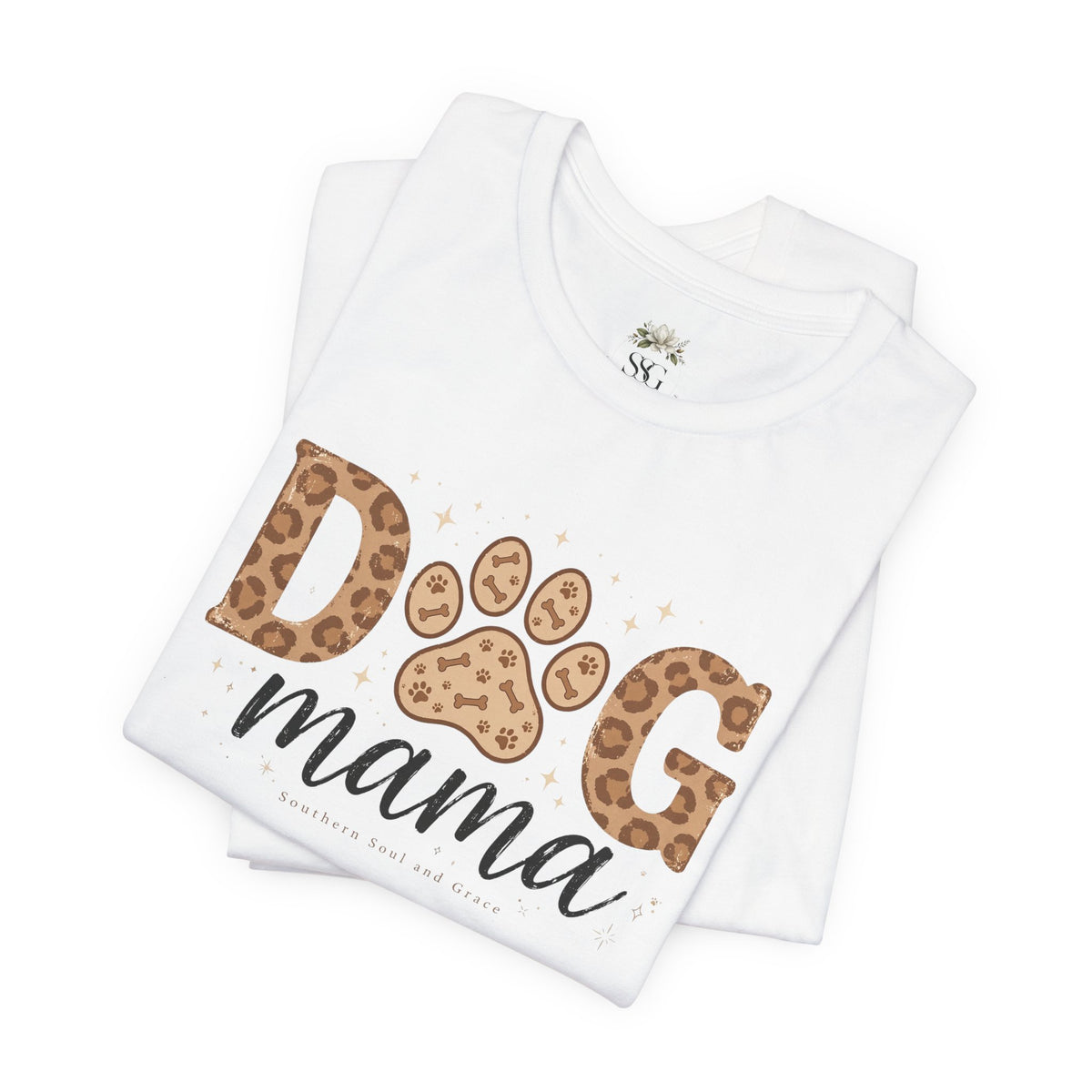 Dog Mama T‑Shirt — Leopard Paw Graphic Tee for Dog Lovers