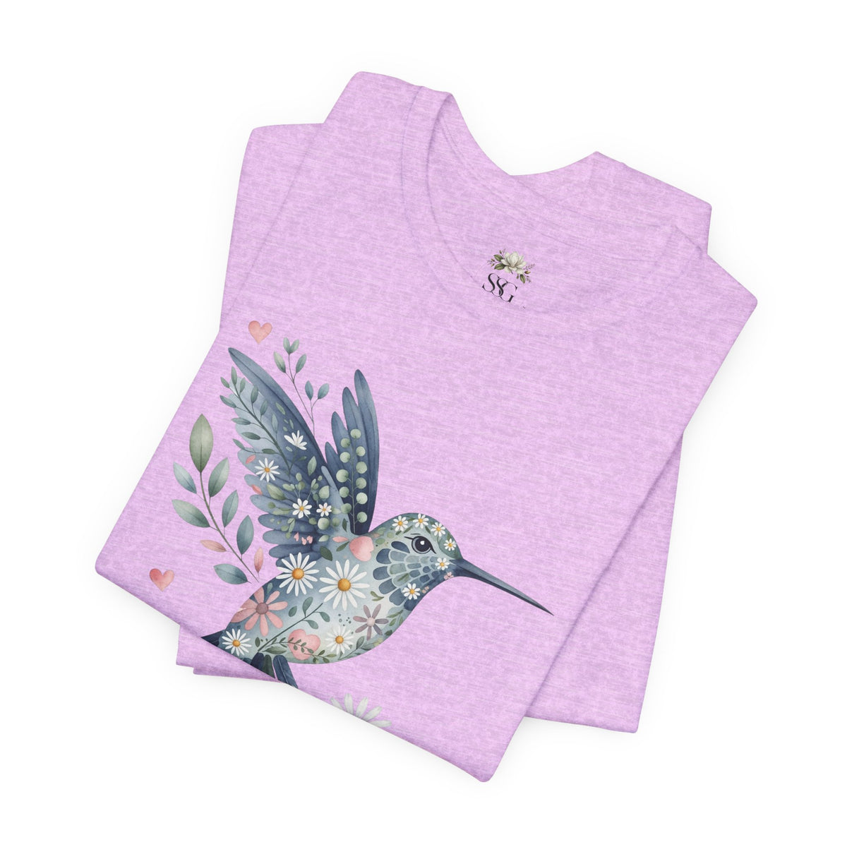 Floral Hummingbird Tee — Watercolor Bird Graphic T-Shirt