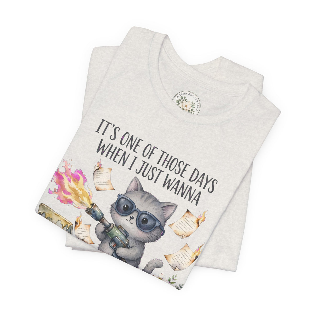 Cat With Coffee T-Shirt — "It’s One Of Those Days When I Just Wanna" Cute Cat Graphic Tee