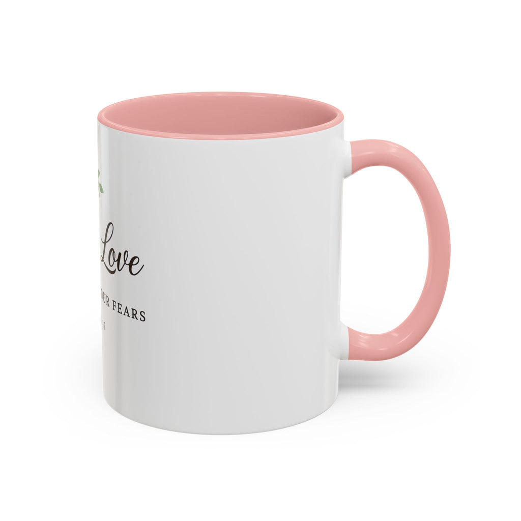 With His Love Christian Coffee Mug — Zephaniah 3:17 Inspirational Accent Mug