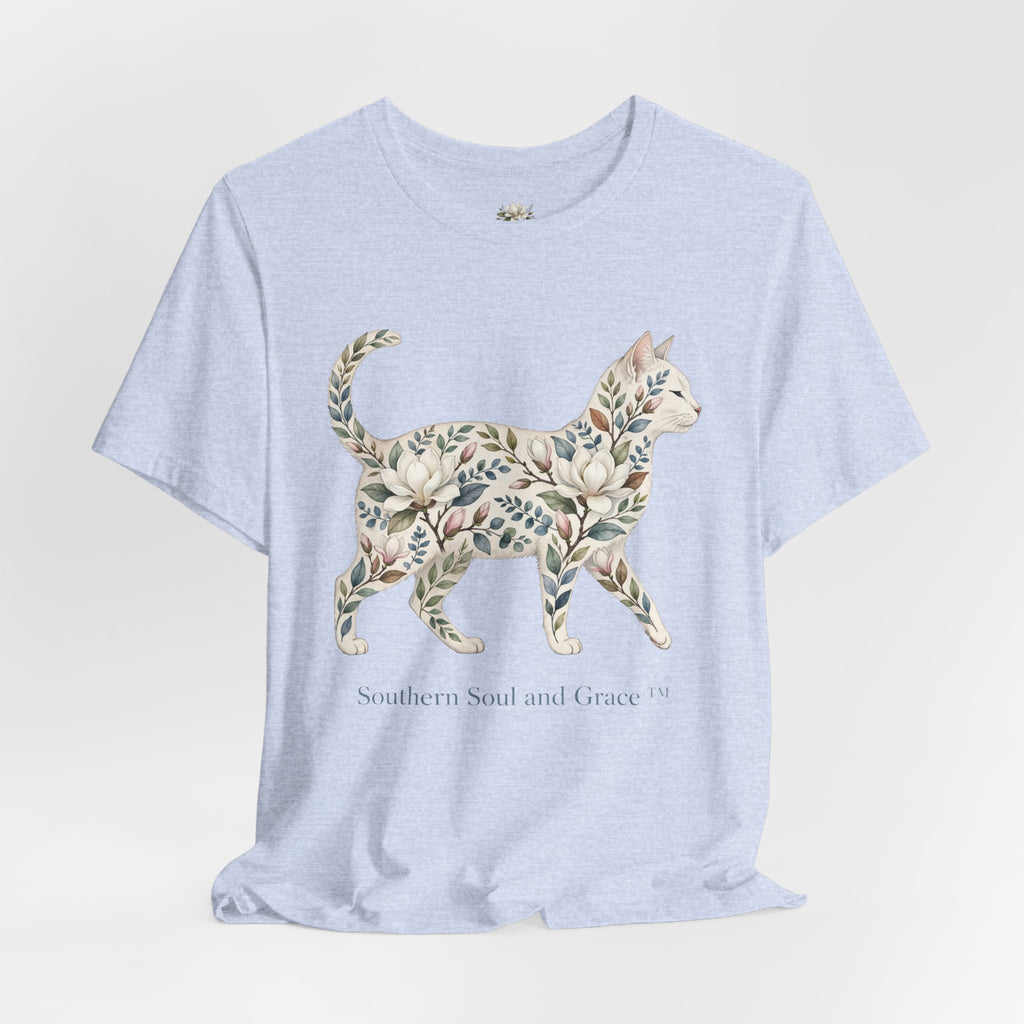 Floral Cat Tee — "Southern Soul and Grace" Graphic T-Shirt
