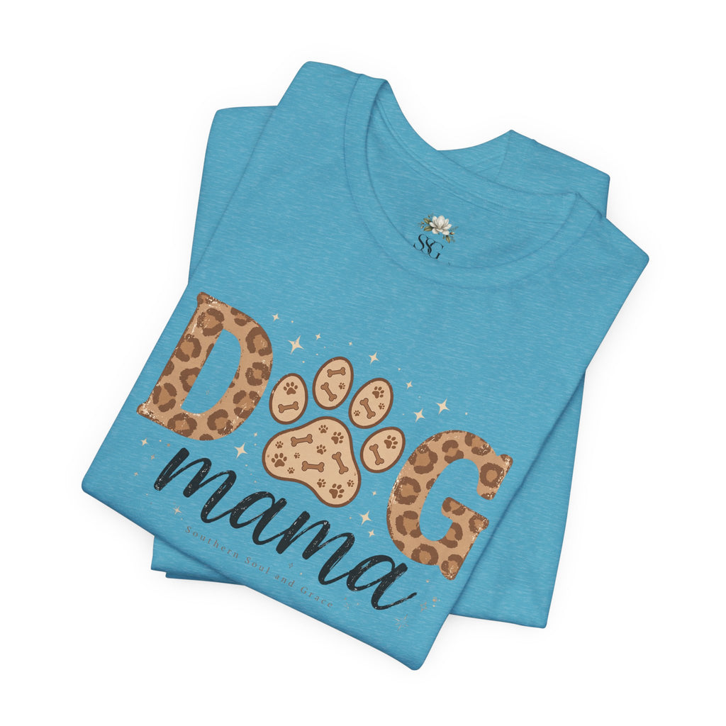 Dog Mama T‑Shirt — Leopard Paw Graphic Tee for Dog Lovers