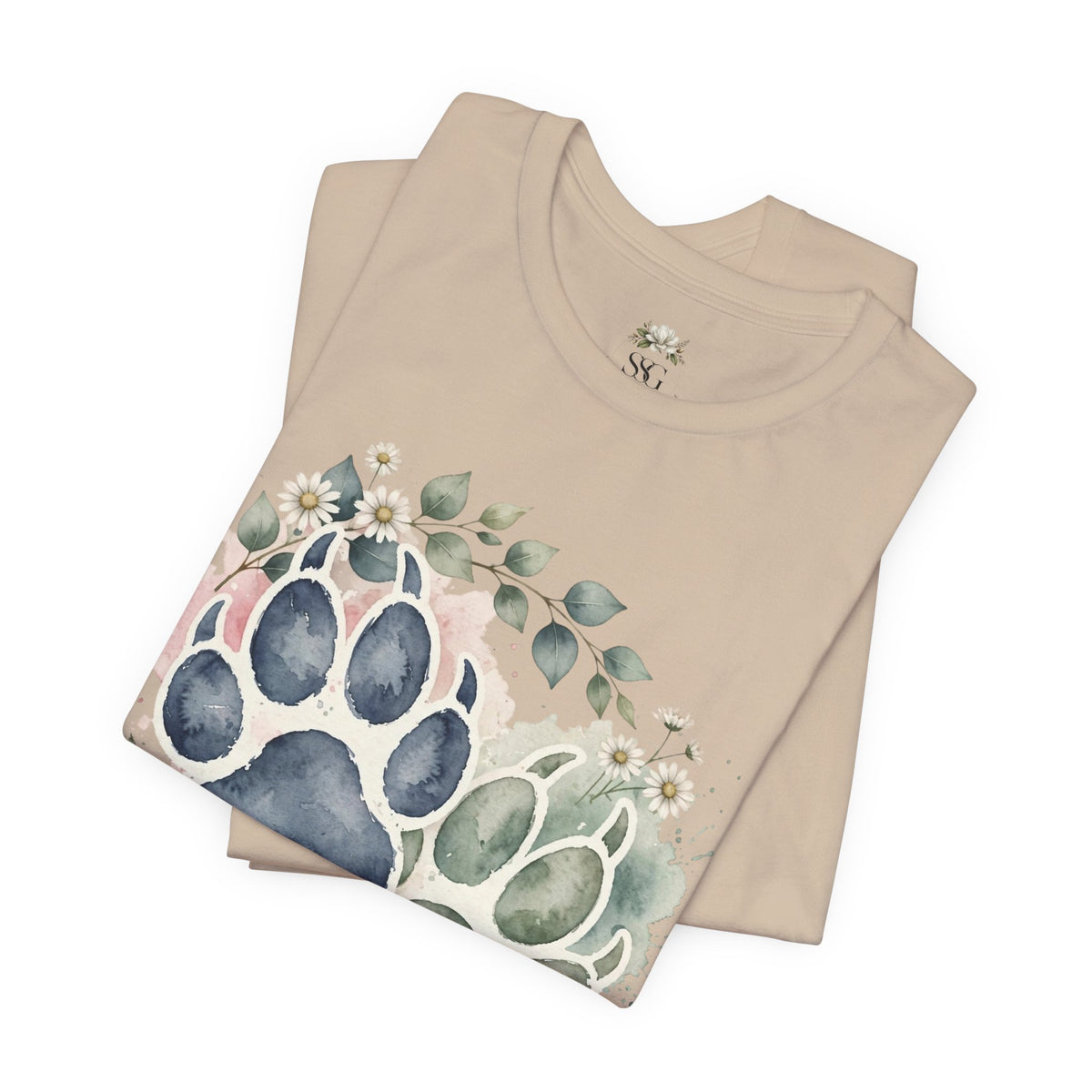 Floral Watercolor Paw Print T-Shirt Southern Soul and Grace