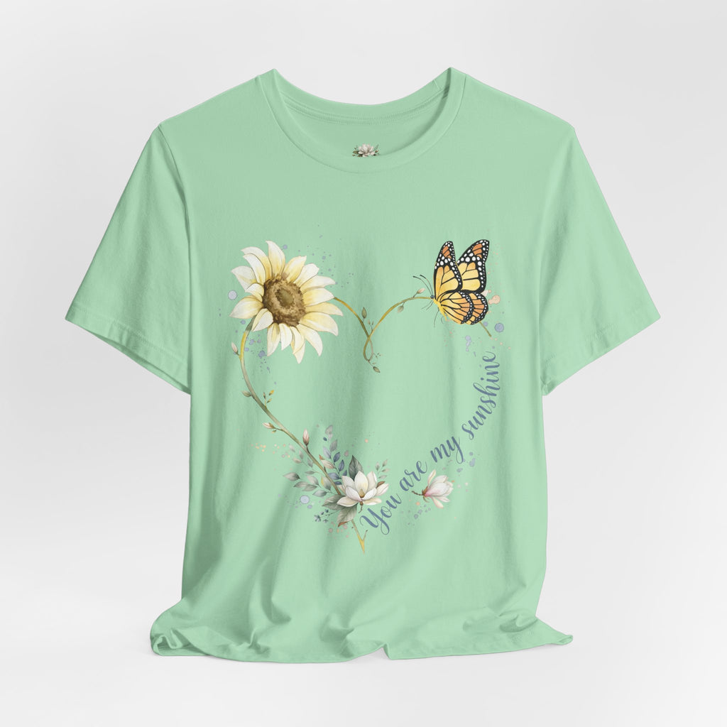 Sunflower & Butterfly Heart Tee — "You are my sunshine" Floral Graphic T-Shirt