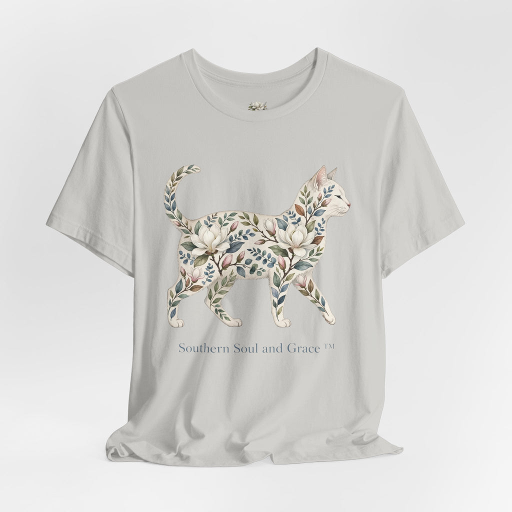 Floral Cat Tee — "Southern Soul and Grace" Graphic T-Shirt