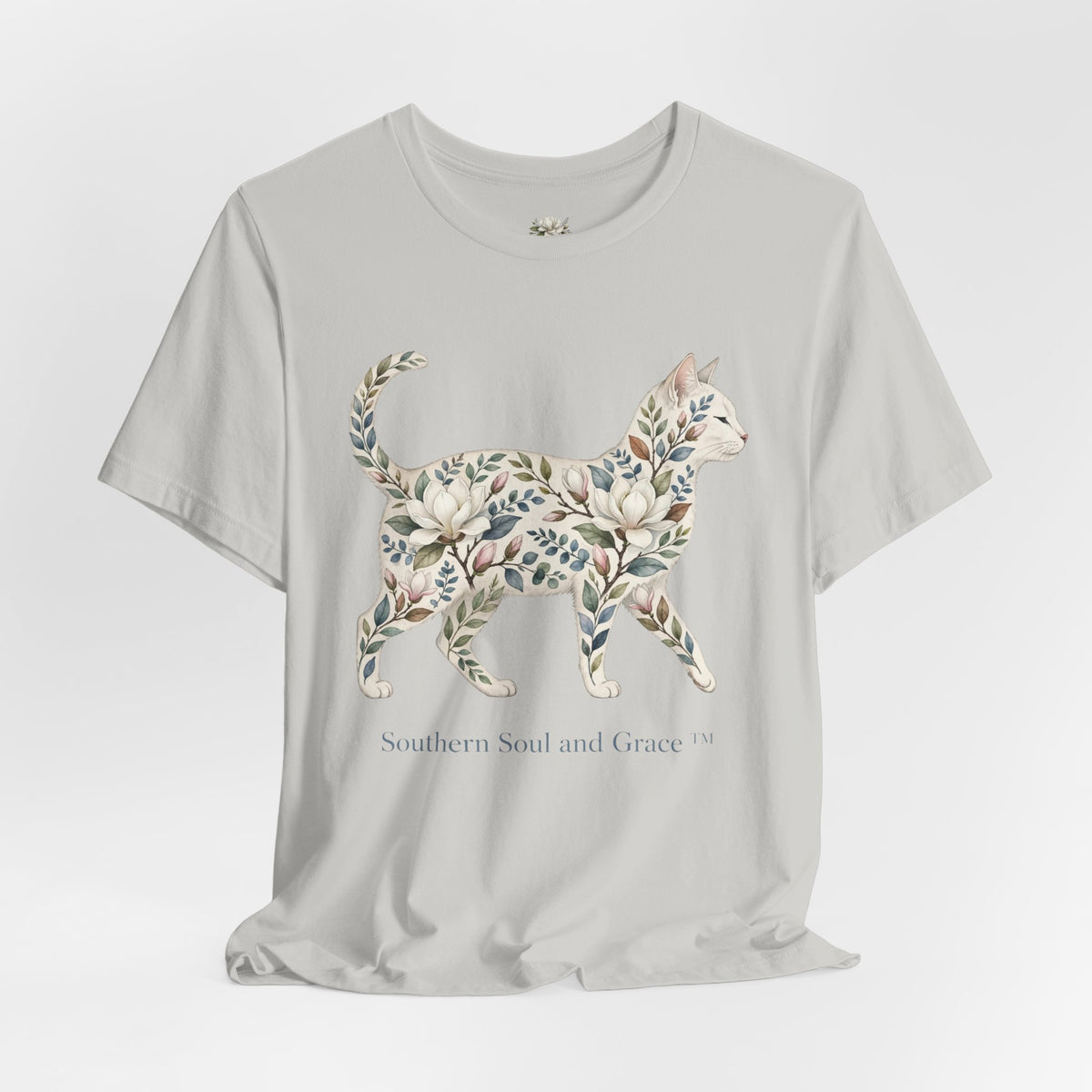 Floral Cat Tee — "Southern Soul and Grace" Graphic T-Shirt