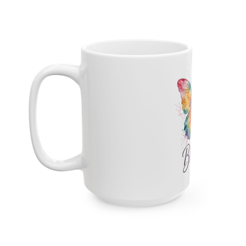 Blessed Butterfly Ceramic Mug — Colorful Watercolor Butterfly Coffee Cup (11oz, 15oz)