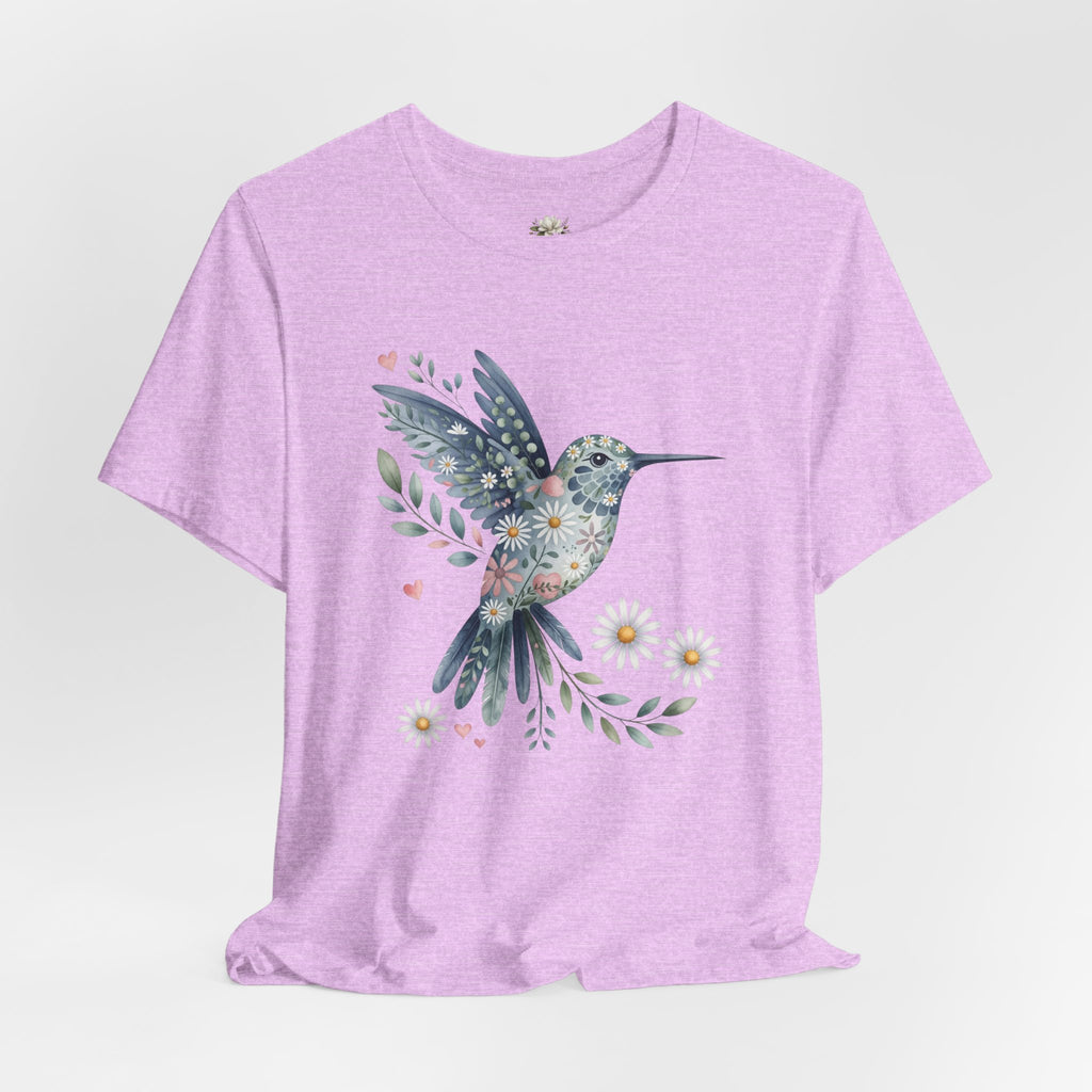 Floral Hummingbird Tee — Watercolor Bird Graphic T-Shirt