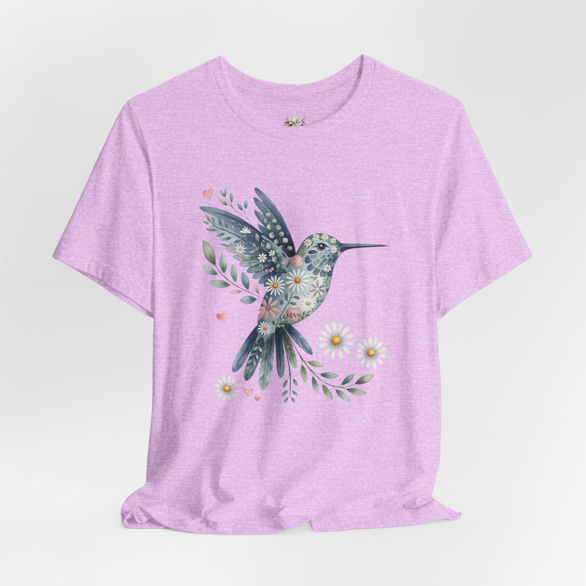 Floral Hummingbird Tee — Watercolor Bird Graphic T-Shirt