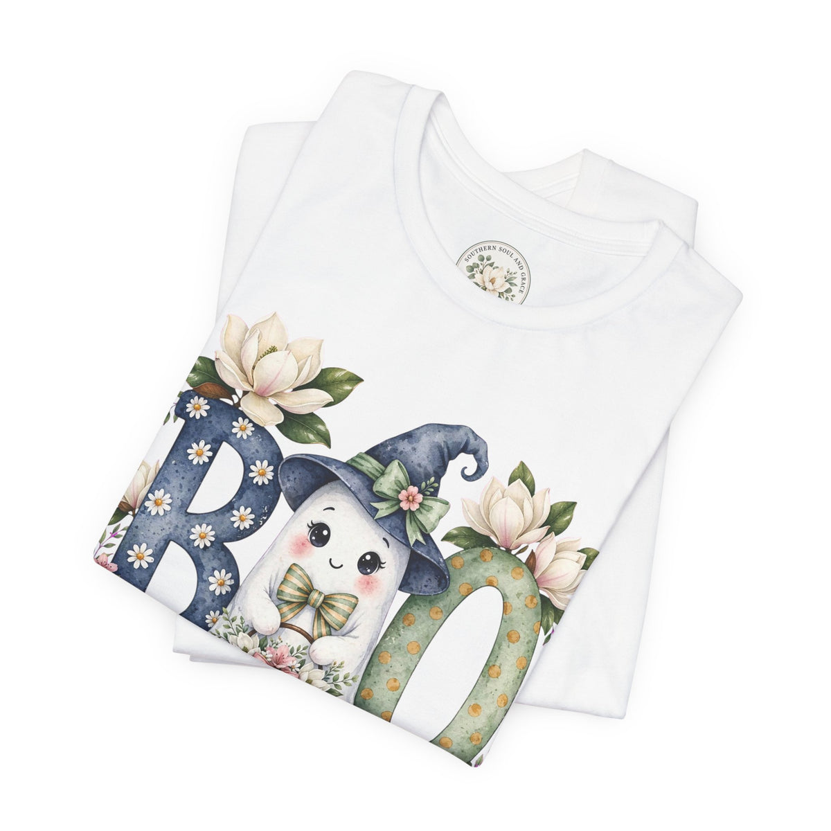 Boo Floral Ghost Tee — Cute Halloween Ghost & Pumpkin Shirt
