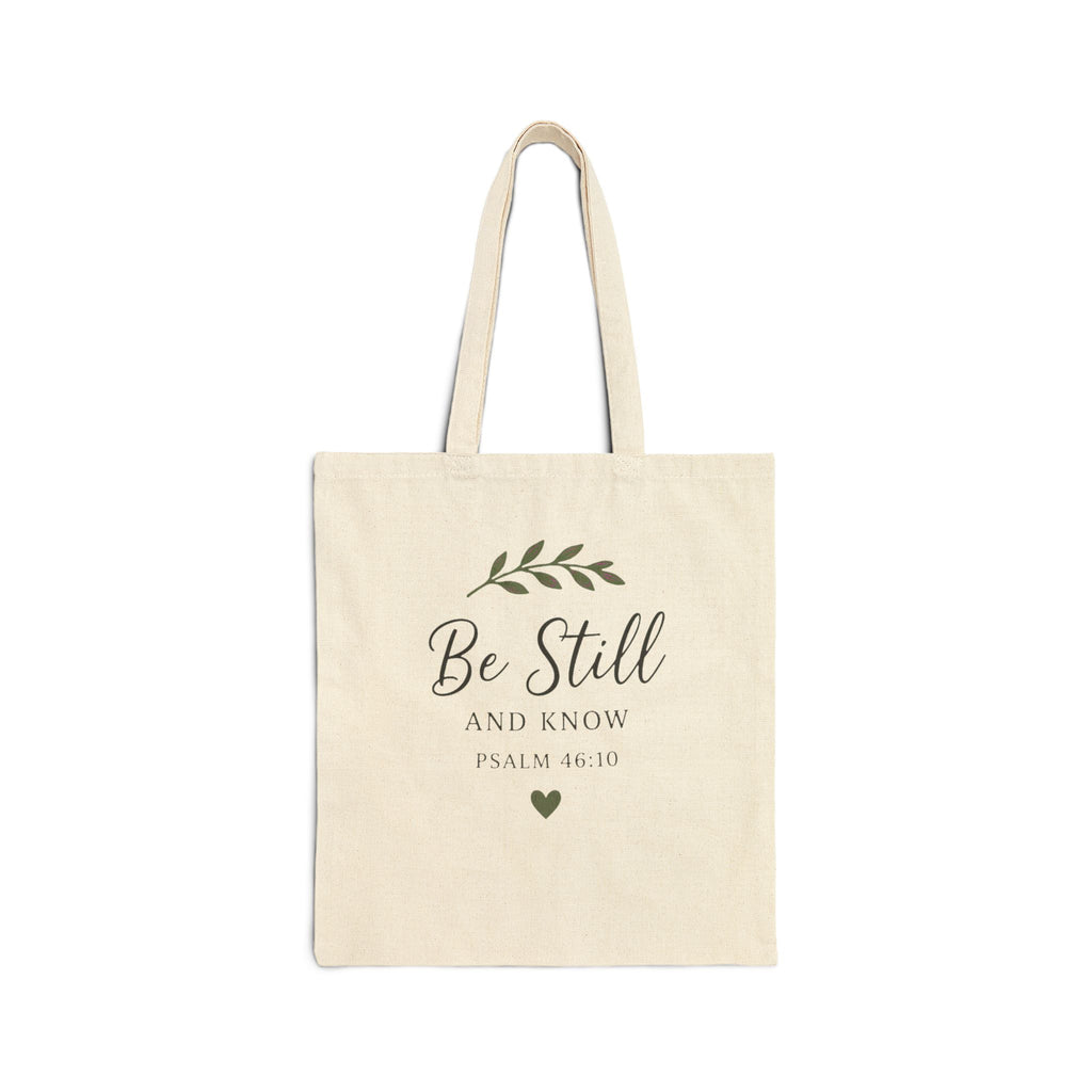Be Still Canvas Tote Bag — 'Be Still and Know' Psalm 46:10 Inspirational Grocery & Bible Study Tote
