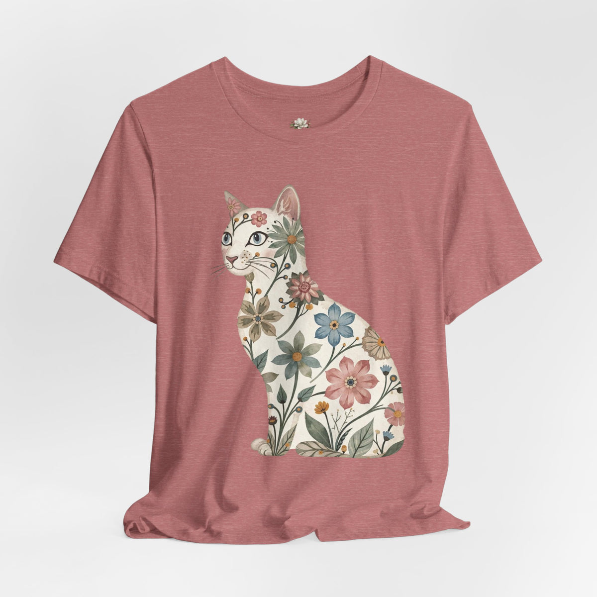 Floral Cat T-Shirt — Vintage Botanical Kitty Tee