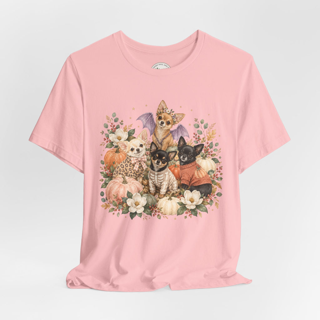 Halloween Puppies Pumpkin Tee — Cute Dogs in Costumes Fall T-Shirt