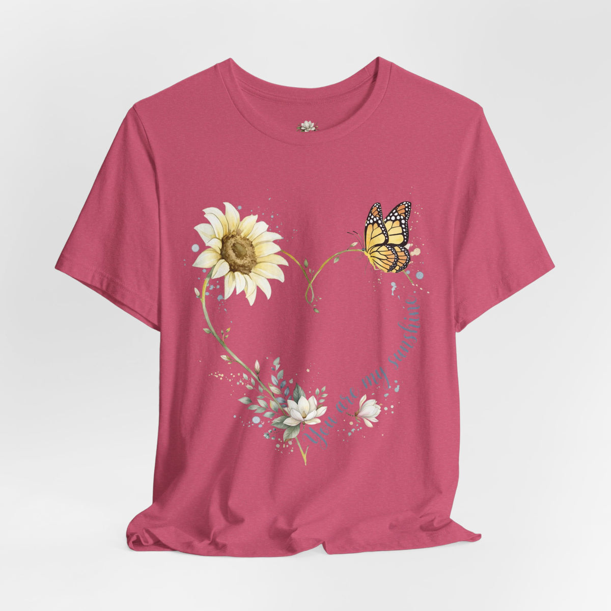 Sunflower & Butterfly Heart Tee — "You are my sunshine" Floral Graphic T-Shirt