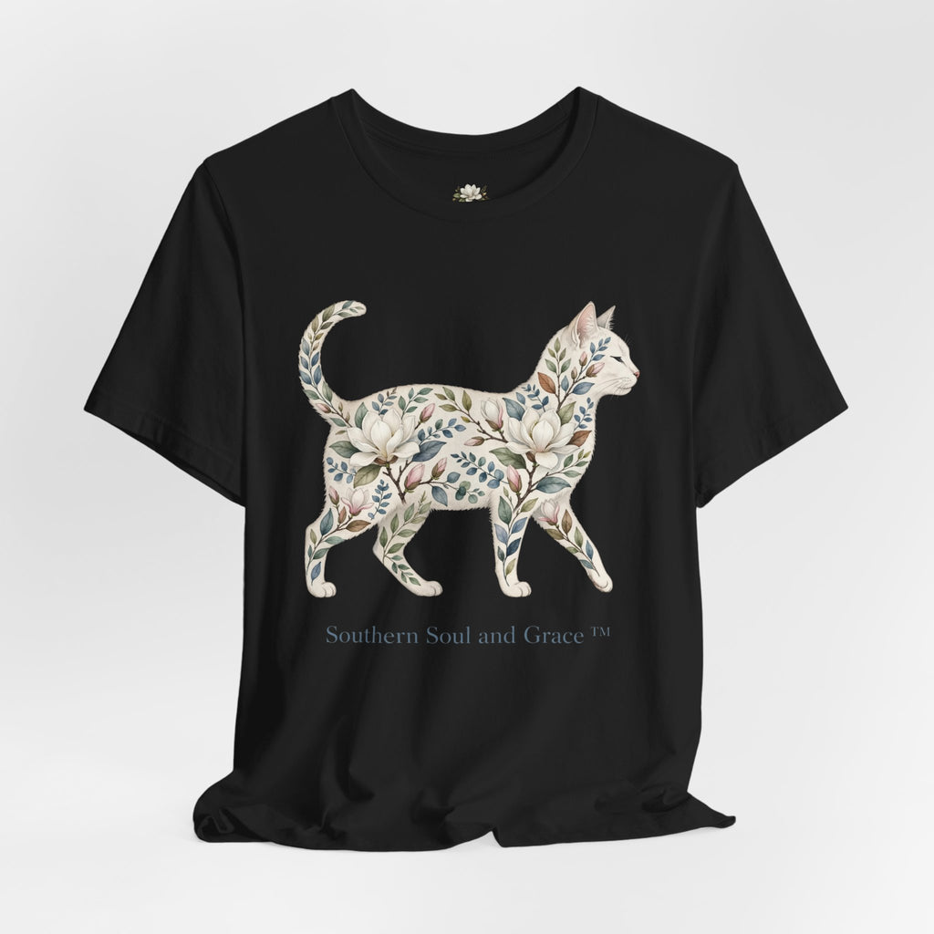 Floral Cat Tee — "Southern Soul and Grace" Graphic T-Shirt