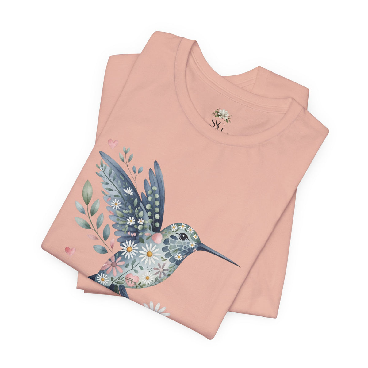 Floral Hummingbird Tee — Watercolor Bird Graphic T-Shirt