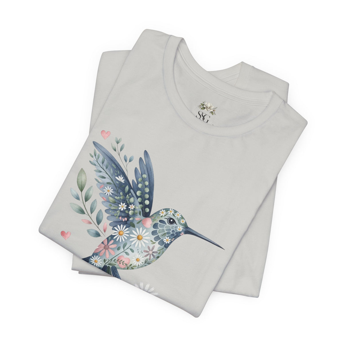 Floral Hummingbird Tee — Watercolor Bird Graphic T-Shirt