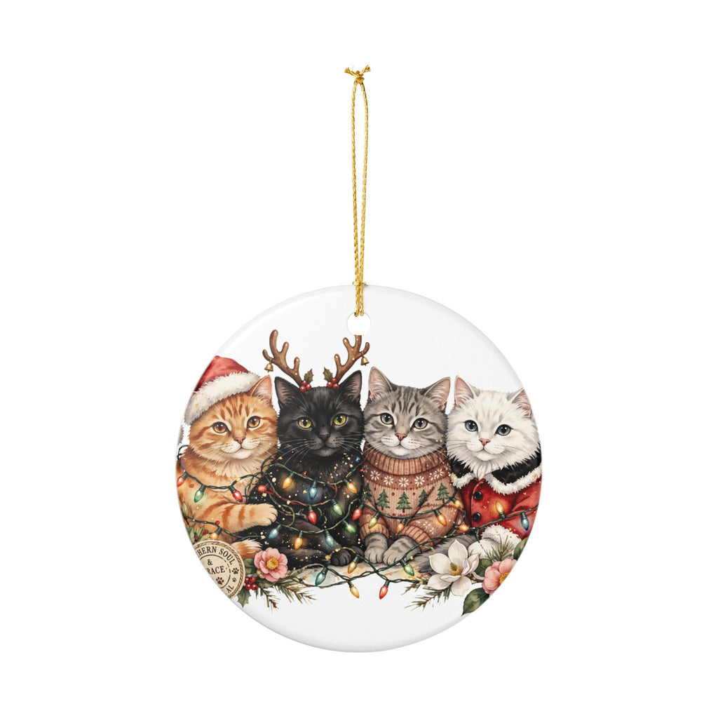 Ceramic Cat Ornament — Festive Kittens in Holiday Sweaters
