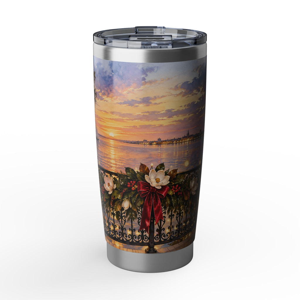 Sunset Promenade 20oz Tumbler — Festive Magnolia & Waterfront Scenery Mobile Alabama