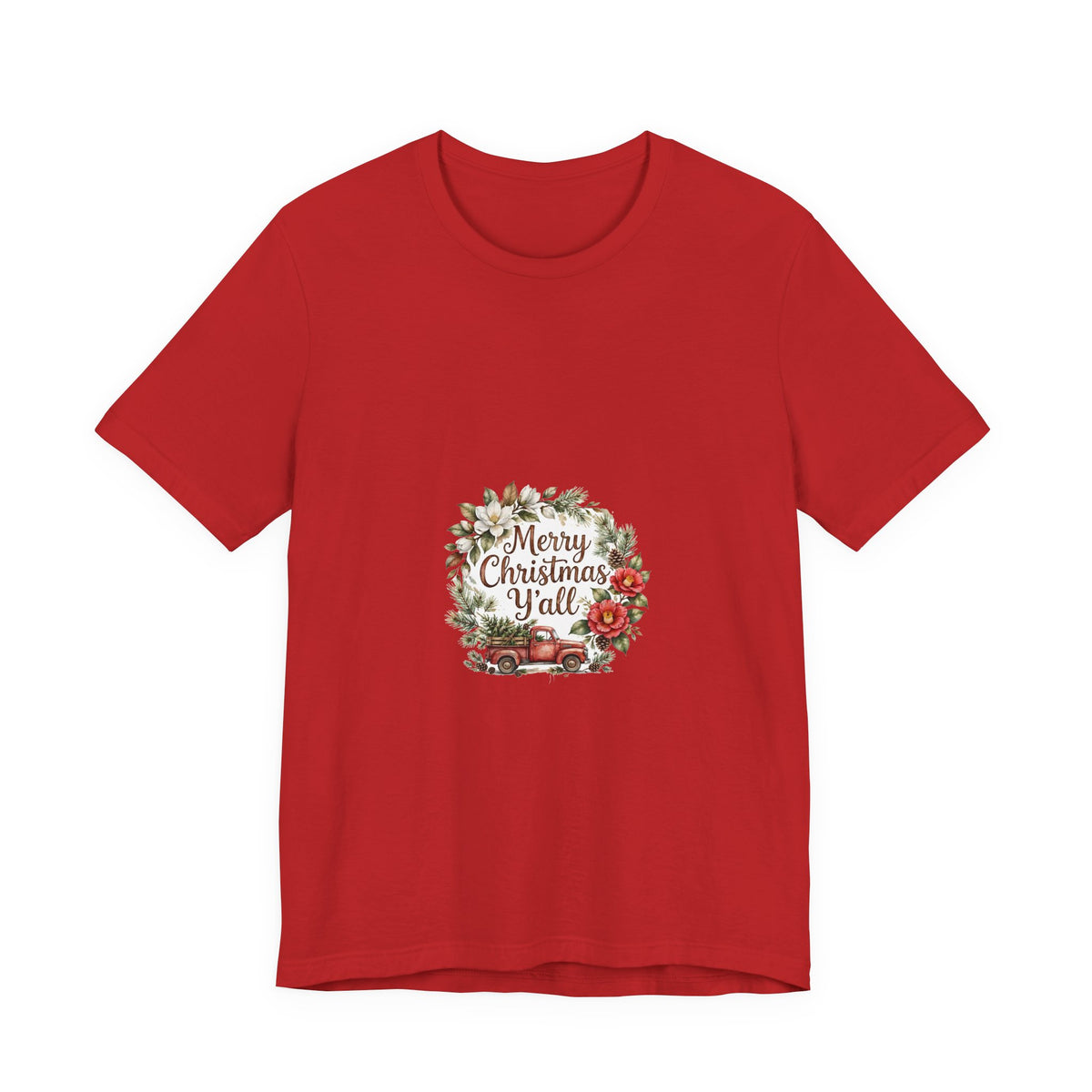 Merry Christmas Y'all Adult T-Shirt — Vintage Truck Christmas Tee