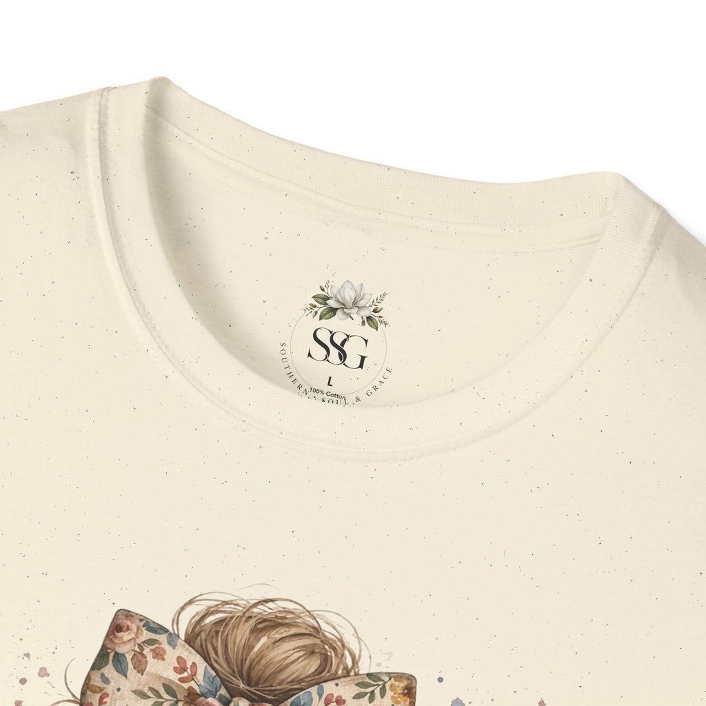 Blessed Mama T-Shirt — Floral Bow Mama Graphic Tee for Moms