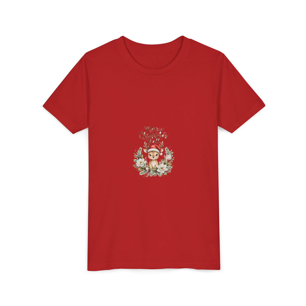 Merry Christmas Y'all Kids T-Shirt — Reindeer Santa Hat Tee