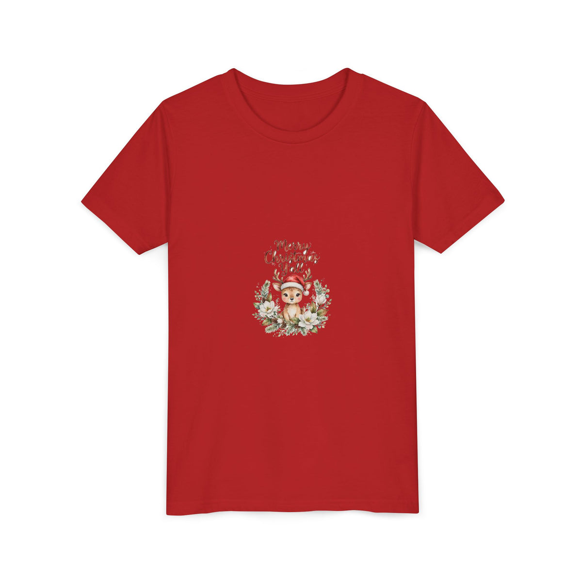 Merry Christmas Y'all Kids T-Shirt — Reindeer Santa Hat Tee